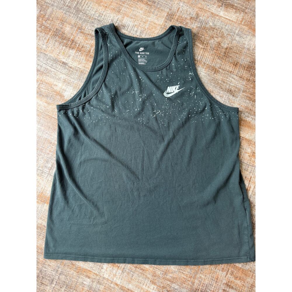 Men’s The Nike Tee Green White Paint Splatter Athletic Cut Sleevless Size XXL
